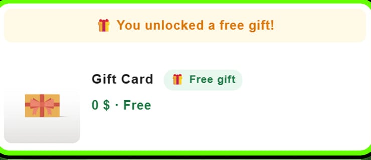 Free gift auto-added to the cart drawer when the spending goal is met