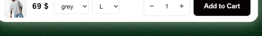 Sticky Add to Cart bar with price, variant options, and quantity, visible while scrolling the product page